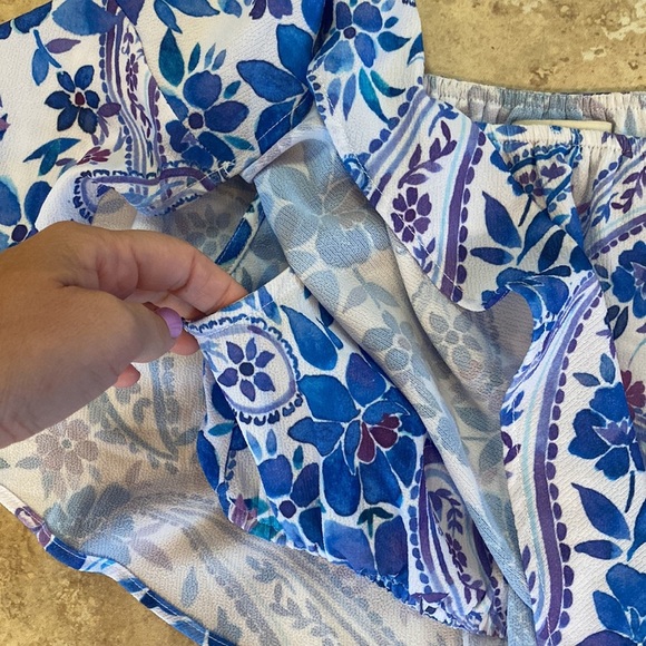 SHOW ME YOUR MUMU Set Blue & Purple Floral Heidi Top + Shorts Women’s Small - Picture 5 of 7